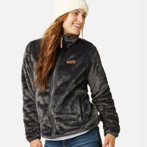 Columbia Fireside ll Dark Green Textured Sherpa Jacket With Zipper Pockets